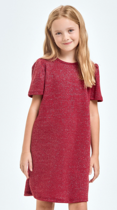 Mink Lurex Puff Sleeves Dress