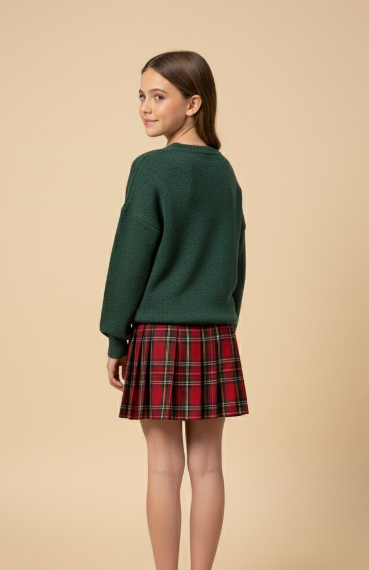 Girls Plaid Pleated Twill Skirt