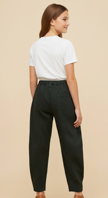 Girls Seam Detailed Stretchy Straight Leg Pants