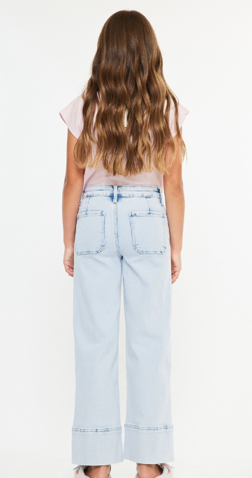 Youth high rise cropped wide leg jeans light light wash