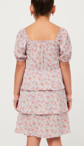 Ditsy Floral Ruffle Smocked Puff Sleeve Dress