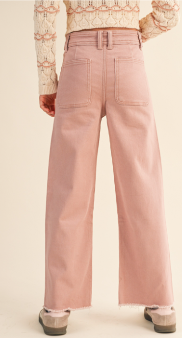 Mocha Rose Wide leg Flare Jeans