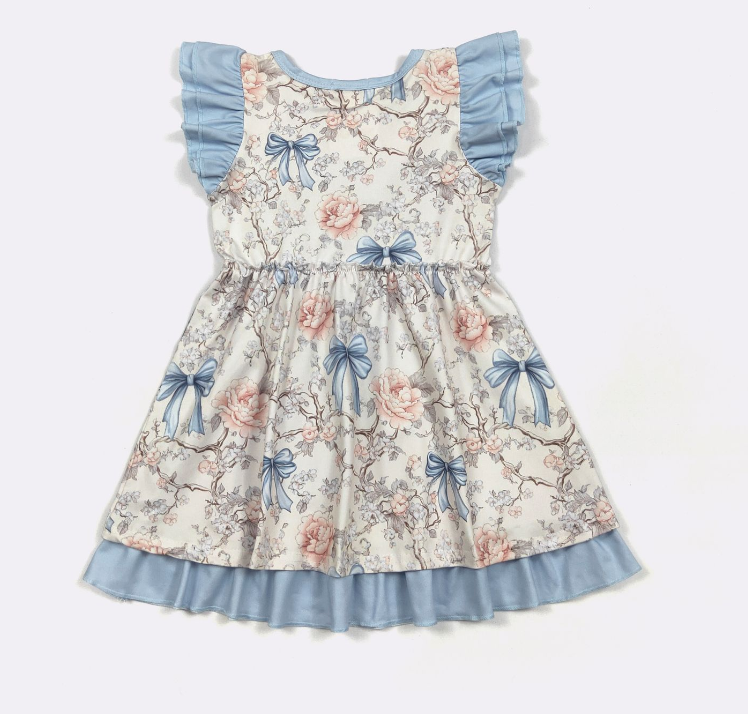Blue Vintage Coquette Girls Dress