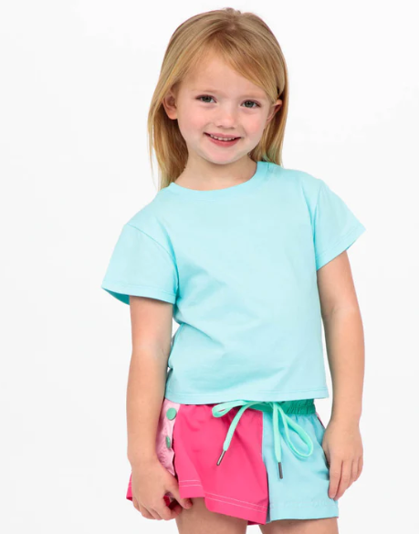 PINKS AND BLUES COLOR BLOCK SHORT