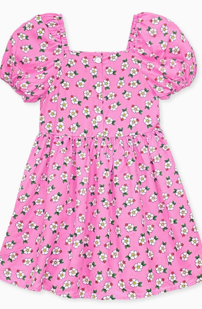 Toddler's Floral Dress W/ Puff Sleeves
