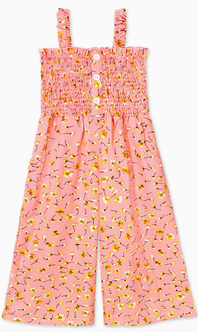 Toddler's Floral Romper W/ Smocking Top