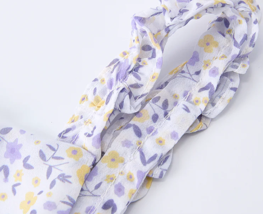 Spring Floral Girls Ruffle Bow Spaghetti Strap Dress