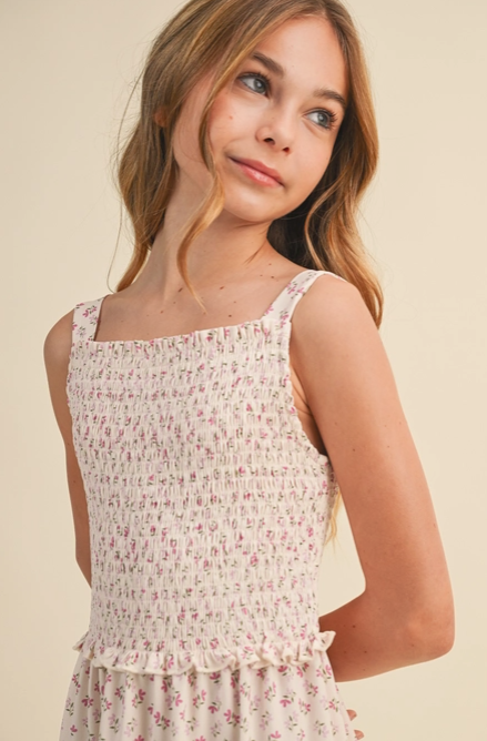 Tween Girls Kids Smocked Tiered Midi Dress