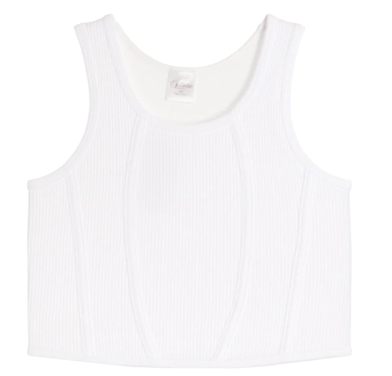 Ribbed Sleeveless Top in White