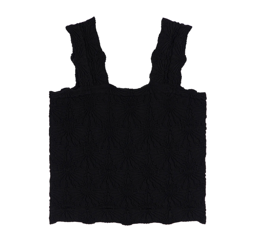 Seamless Floral Textured Tank in Black