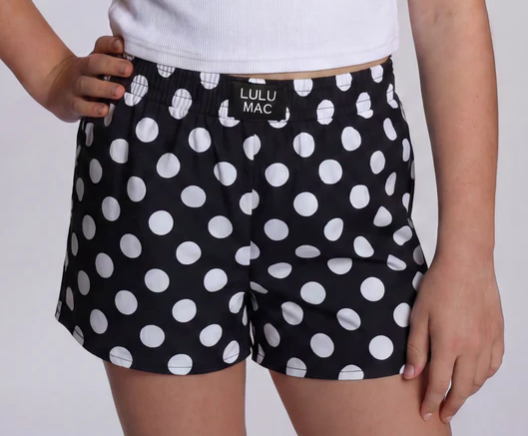 LuLu Mac black polka dot Polka Dot KIDS SHORTS