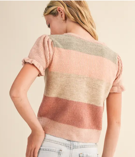 Tween Kids Girls Puff Sleeve Cropped Sweater