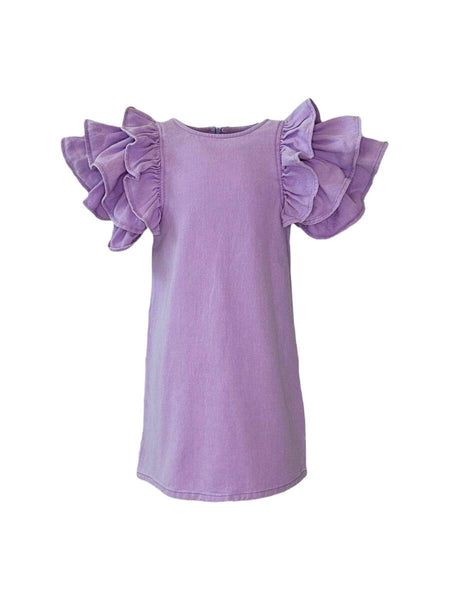Lavender Haze Ruffle Denim Dress