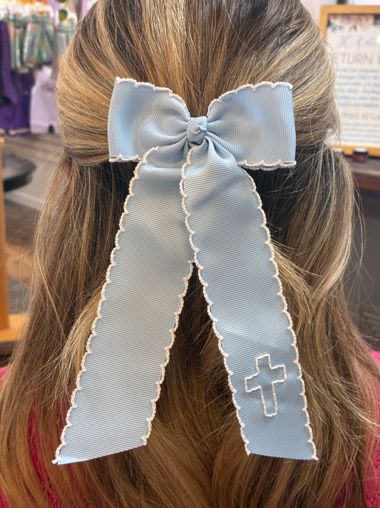 Ribbon Light Blue with white stitching cross