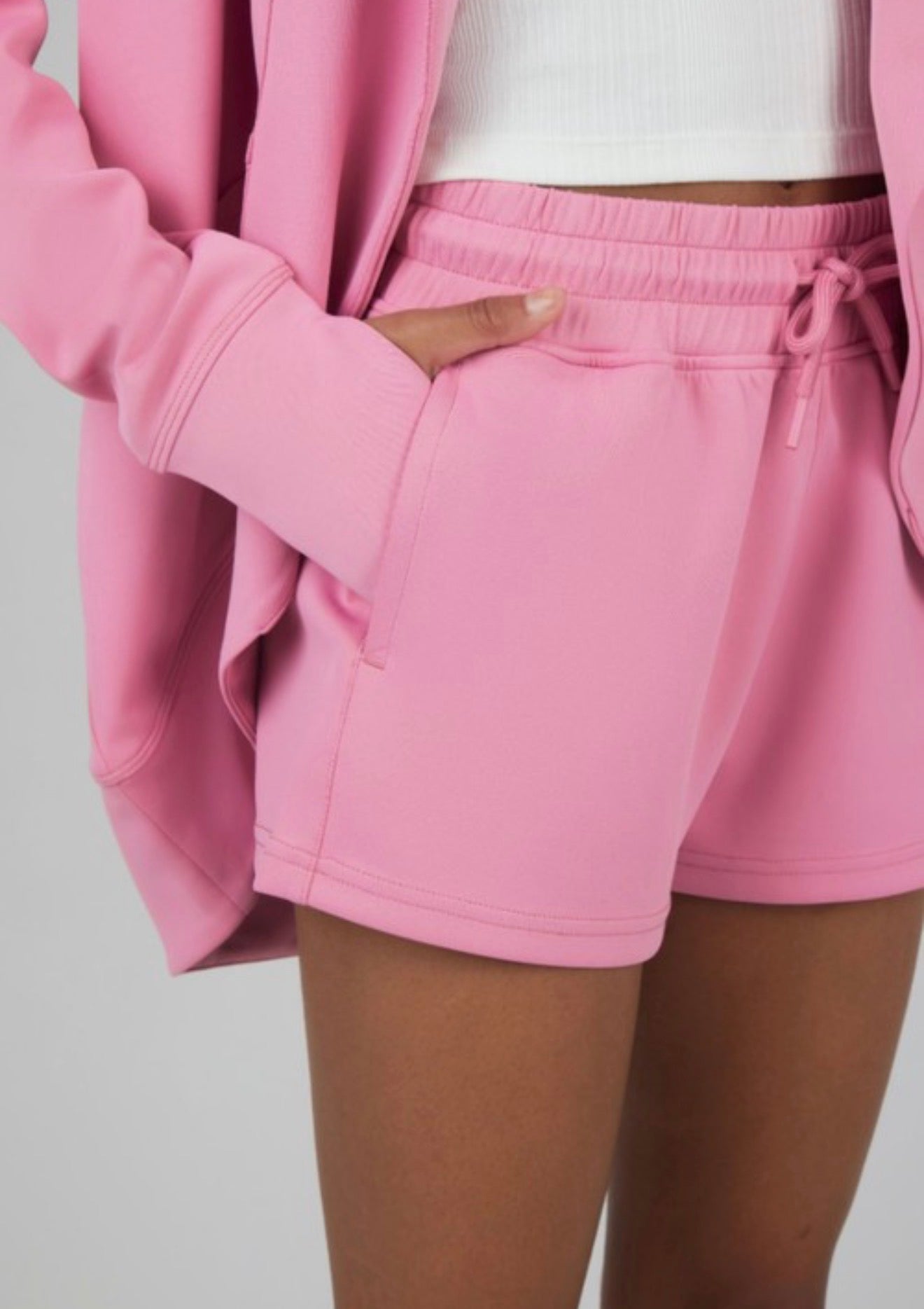 Girls scuba cardigan with tank top and shorts in cashmere rose .