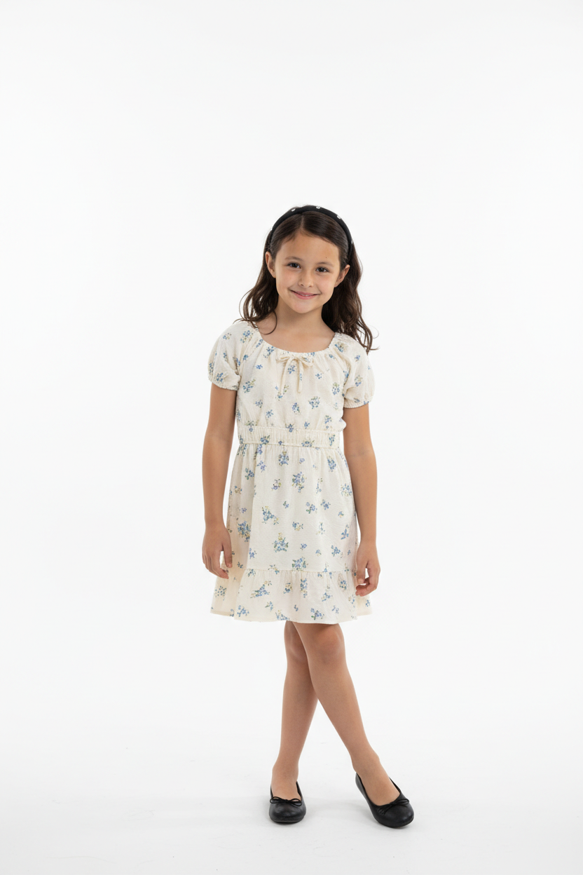Ivory Blue Floral Dress