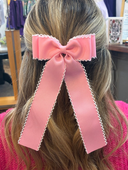 Double Ribbon Pink with white stitching