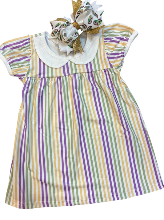 Purple Yellow Green Stripe Mardi Gras Drsss