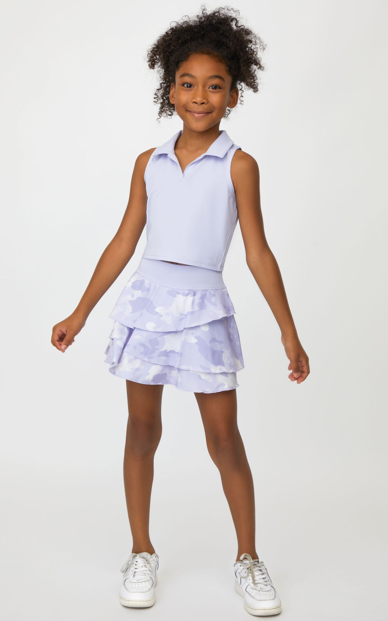 Collar Tank and Ruffled Level Up Tiered Skort Set