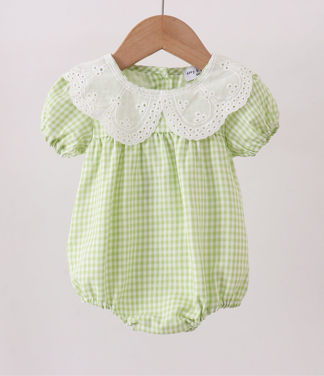 Green WOVEN LACE GINGHAM BUBBLE