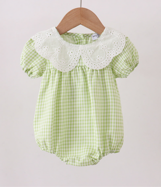 Green WOVEN LACE GINGHAM BUBBLE