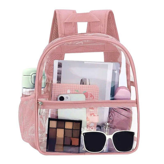 Medium Slick Clear Transparent Back Pack in Pink