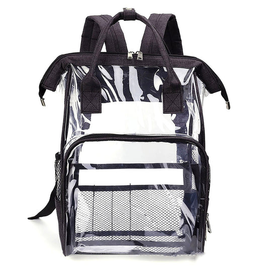 Large Clear Transparent Back Pack in Black