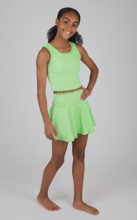 Girls Edge Top and Skort 2 Piece Set in Green Ash