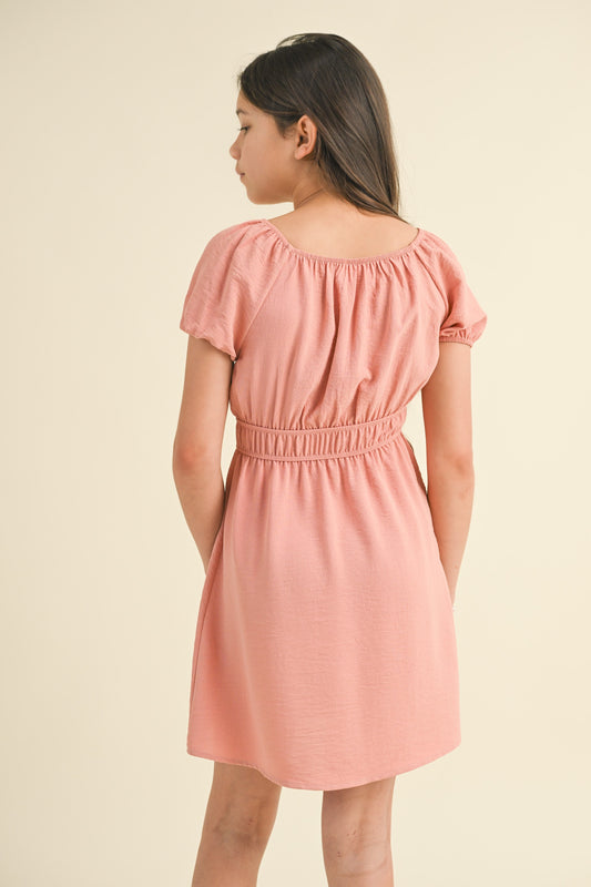 Juliette Waist Dress in Salmon