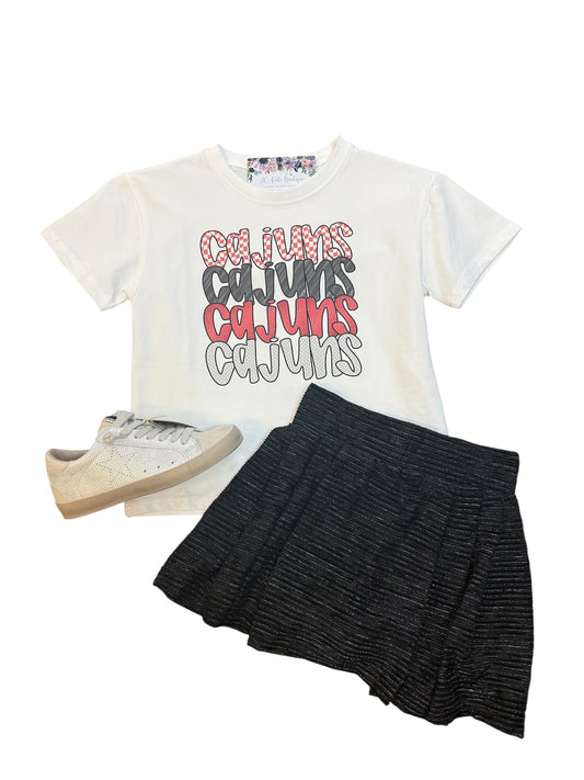 Metallic Rib Skort in Black