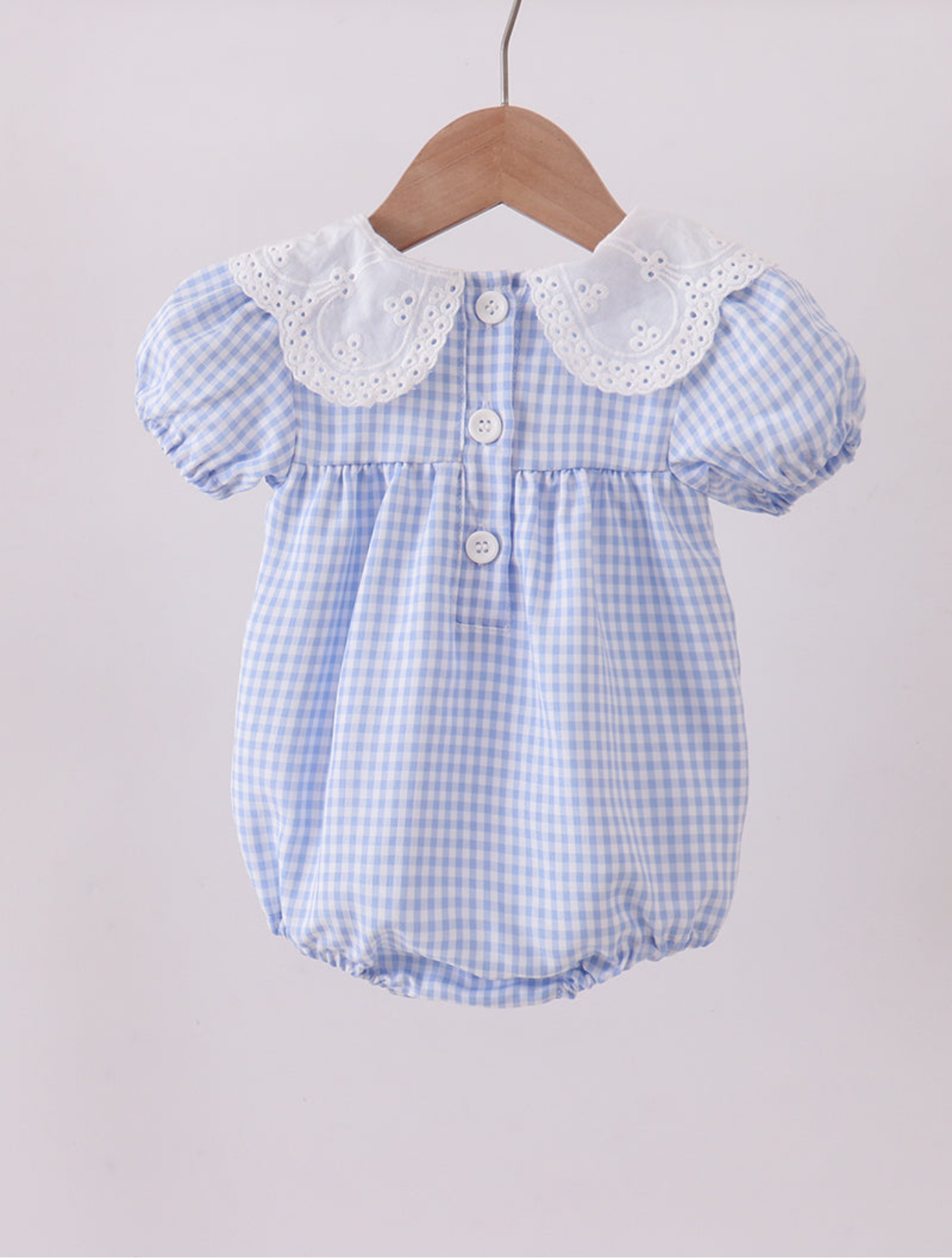 BLUE WOVEN LACE GINGHAM BUBBLE