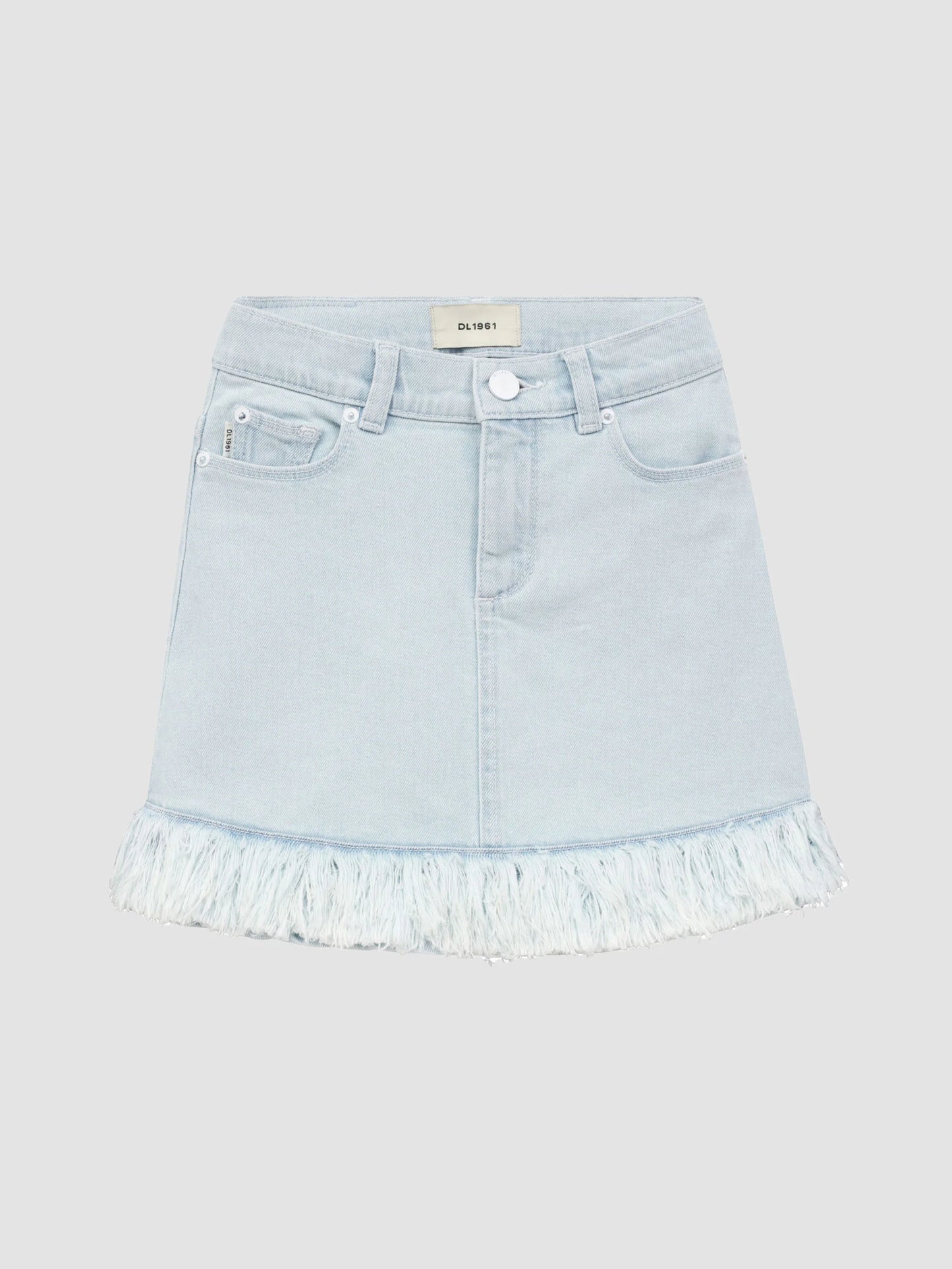 Jenny Mini Jean Skirt in Frayed Light Denim