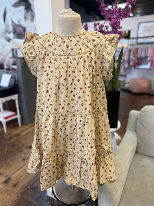 Beige Burgundy multi floral dress
