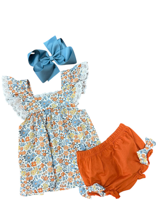 FALL FLORAL PRINT BLOOMER SET