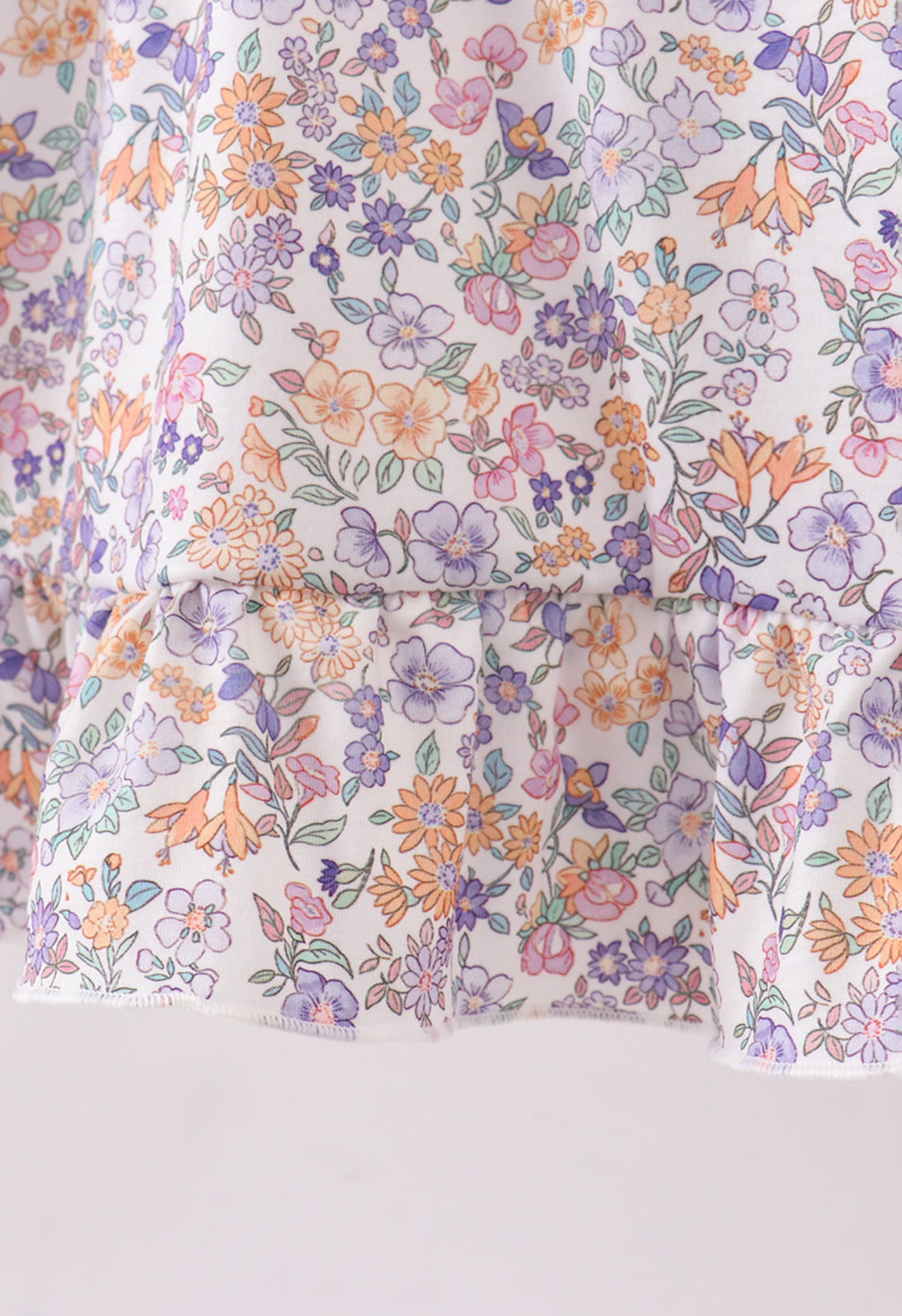 PURPLE FLORAL LACE RUFFLE DRESS