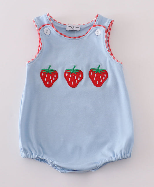 BLUE STRAWBERRY EMBROIDERY BUBBLE