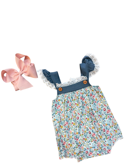 BLUE MEADOW CHARM LACE RUFFLE BUBBLE