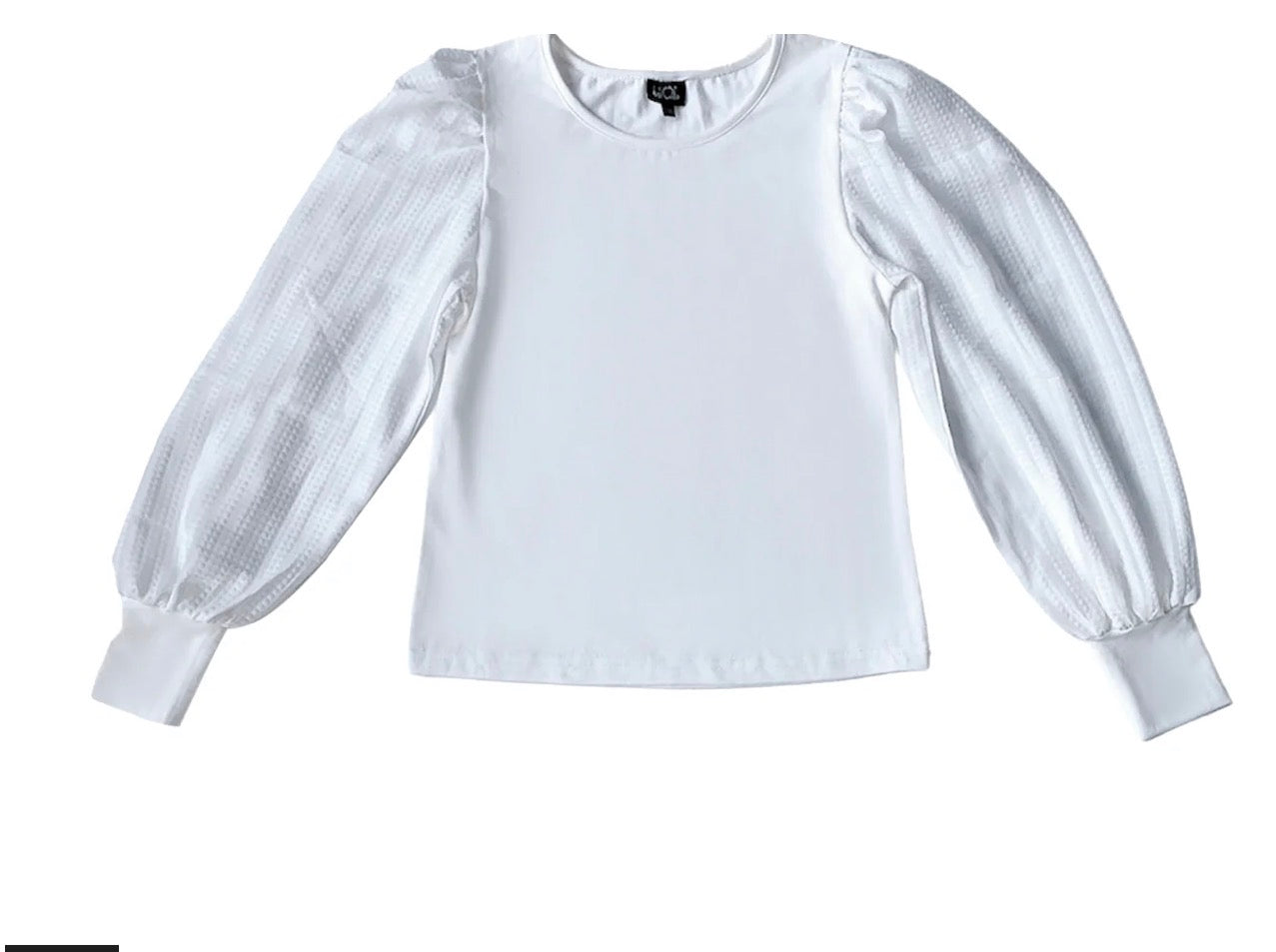 White Textured Long Sleeve Top
