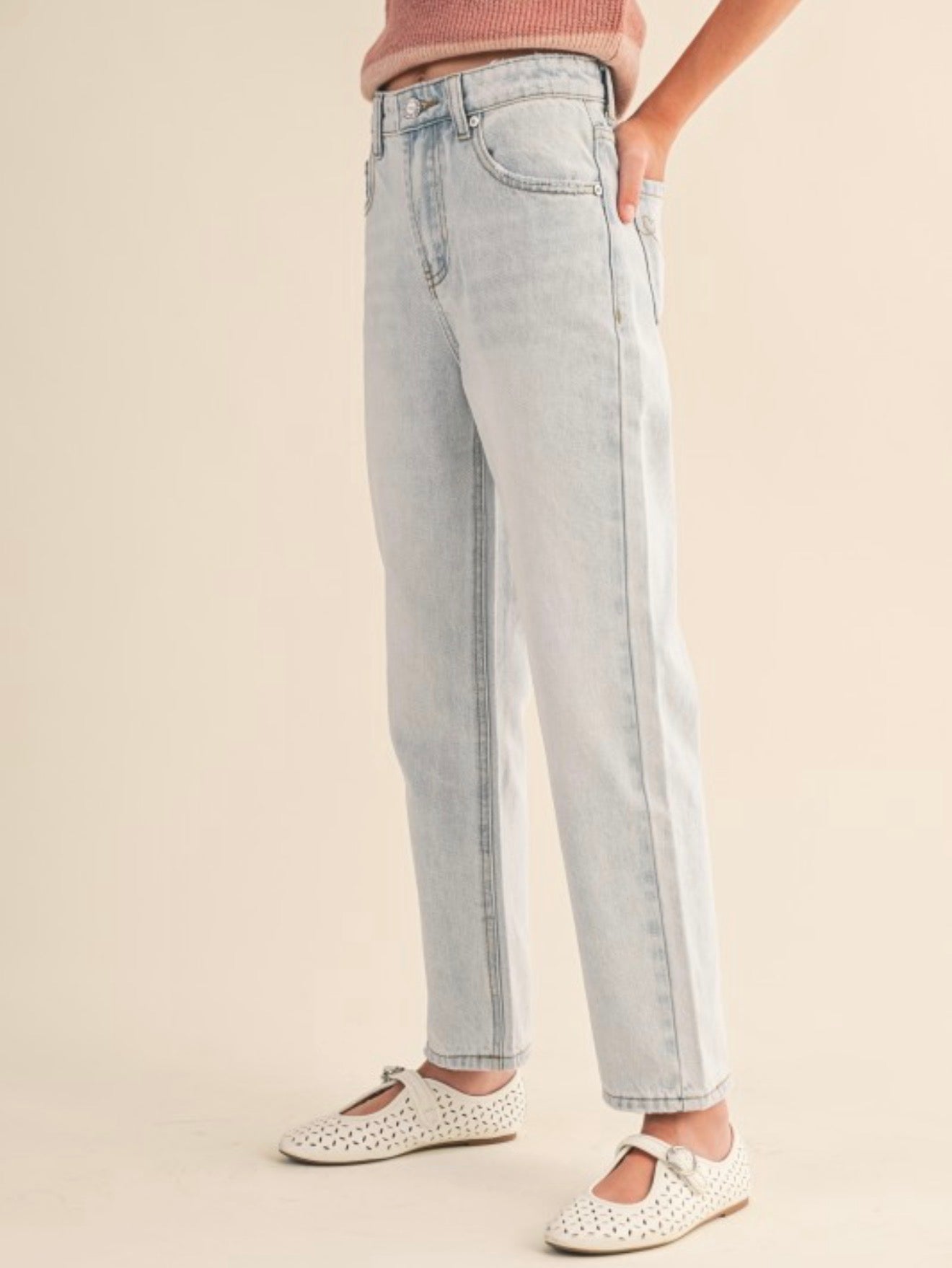 Tween Kids Girls Straight Leg Denim Pants