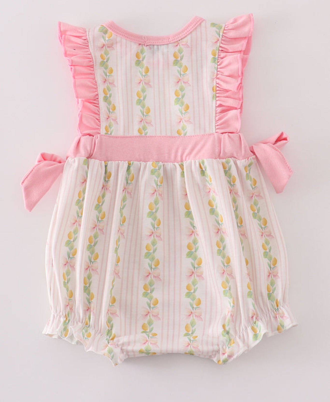 PINK LEMON PRINT BOW RUFFLE BUBBLE