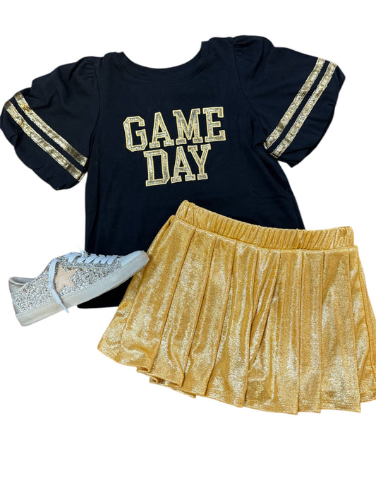 Girls Gameday Varsity Stripe T Shirt in black