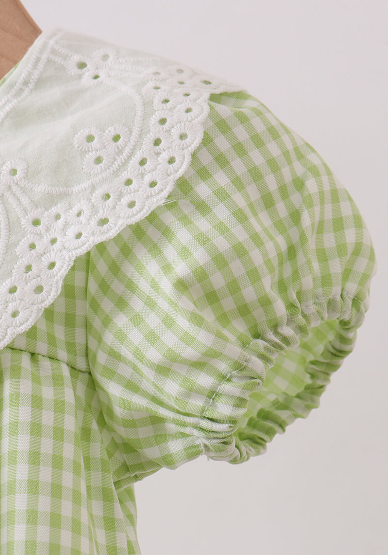 Green WOVEN LACE GINGHAM BUBBLE