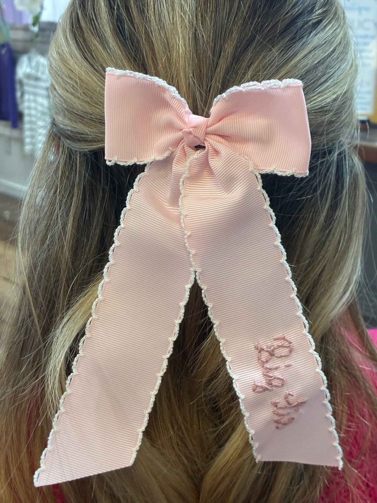 Big Sis Ribbon Pink with white stitching