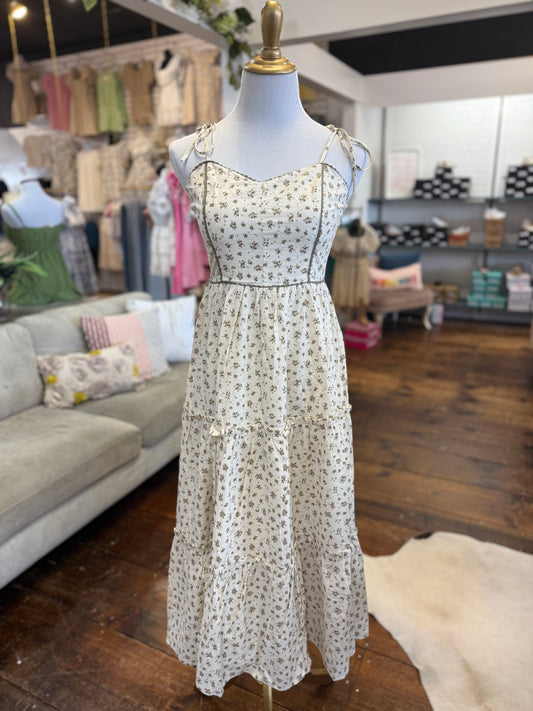 Cream/Beige Floral Maxi Dress