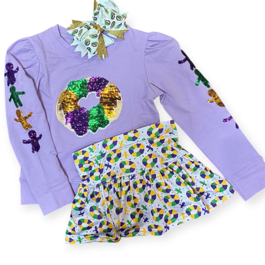 Mardi Gras Sequin King Cake/Baby Lavender