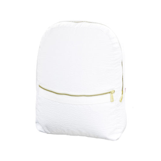 White Seersucker Medium Backpack