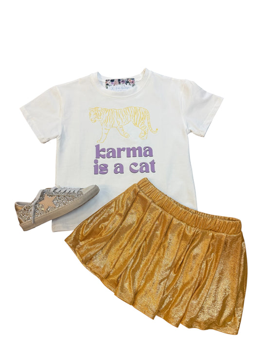 Foil Knit Skort in Gold