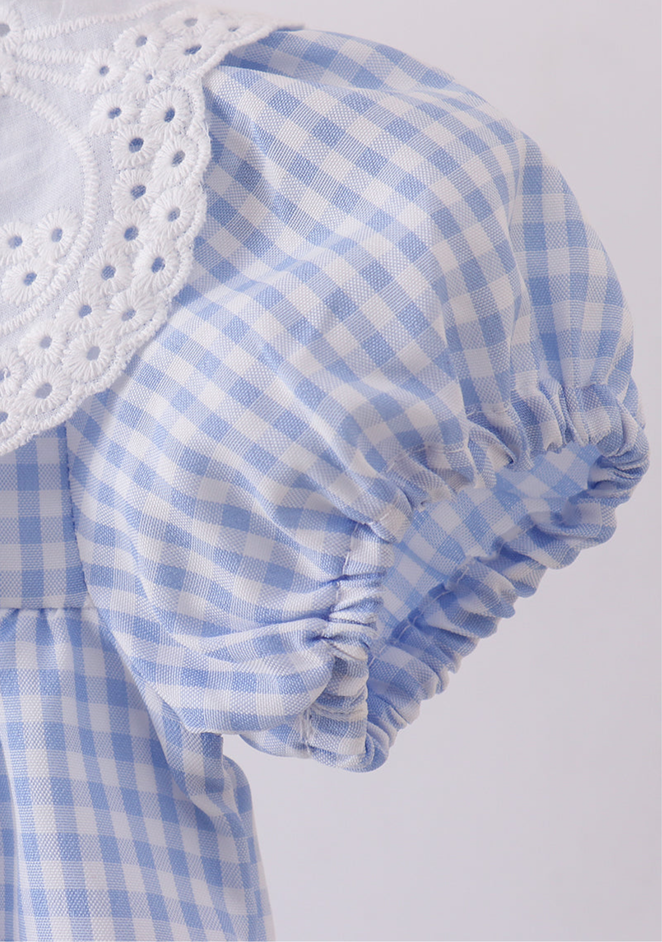 BLUE WOVEN LACE GINGHAM BUBBLE