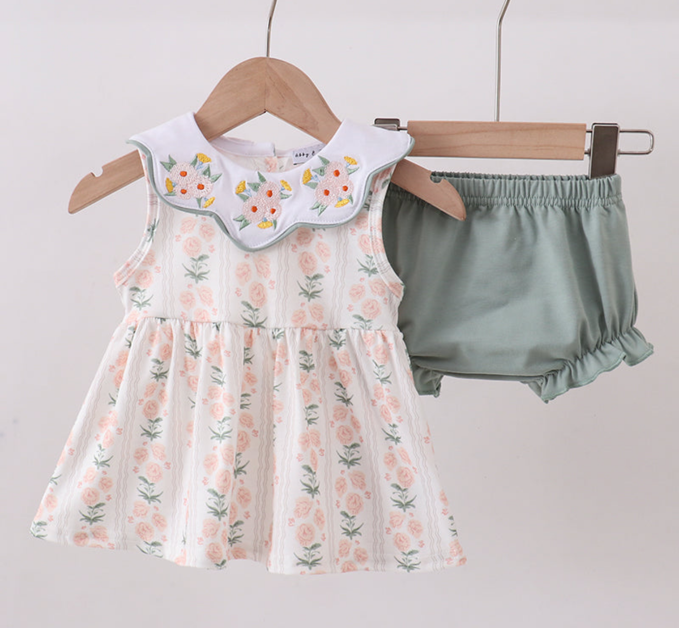 Sage floral ruffle BLOOMER SET