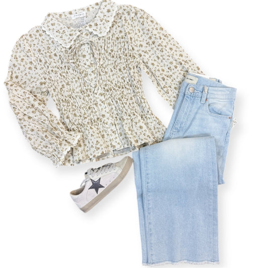 Ivory/Olive Ruched Top